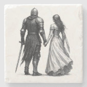 Timeless Medieval Romance Illustration Stenen Onderzetter (Voorkant)
