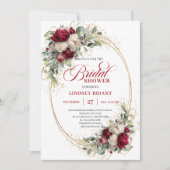 Timeless Merlot Rose Gold Bridal Shower Invitation Kaart (Voorkant)