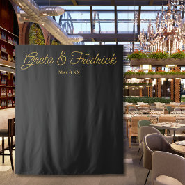 Timeless minimalist Charcoal Gold Photo Backdrop Wandkleed