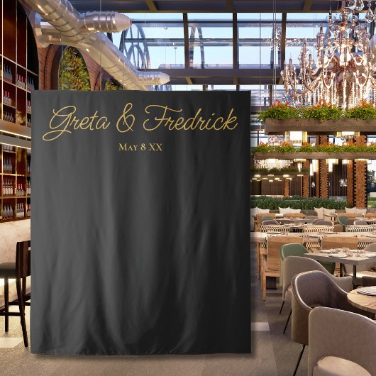 Timeless minimalist Charcoal Gold Photo Backdrop Wandkleed