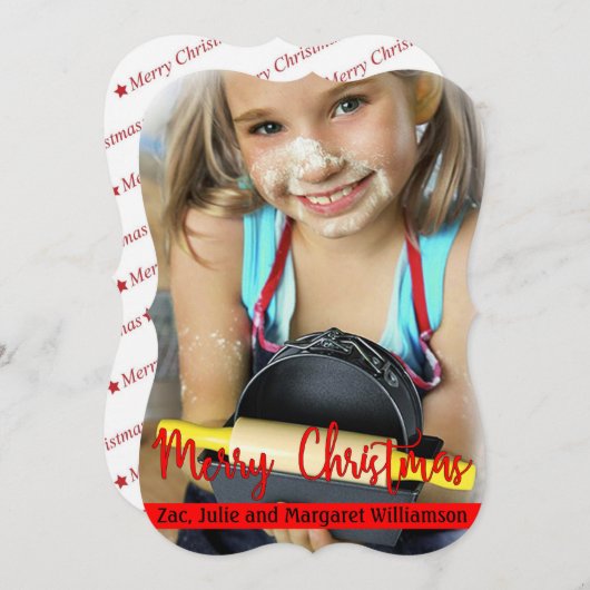 Timeless Moderne Fancy kerstknipfoto Feestdagenkaart (Voorkant / Achterkant)