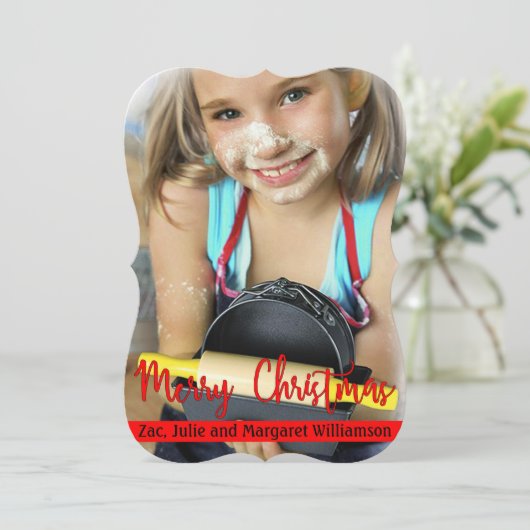 Timeless Moderne Fancy kerstknipfoto Feestdagenkaart (Staand voorkant)