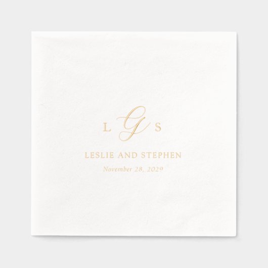 Timeless Monogram Elegant Wedding Folie Servetten (Voorkant)