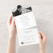 Timeless Monogram QR Code Modern Wedding All In One Uitnodiging (Uittrekbaar)