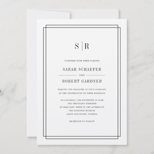 Timeless Monogram Weddenschap | Ecru Kaart (Voorkant)