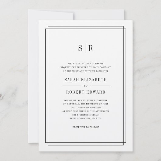 Timeless Monogram Weddenschap | Ecru Kaart (Voorkant)