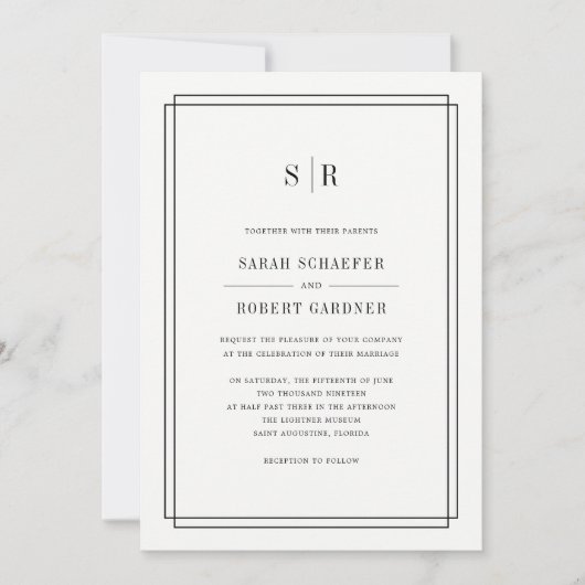 Timeless Monogram Weddenschap Kaart (Voorkant)