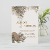 Timeless Neutral Botanical Wedding Invite Kaart (Staand voorkant)