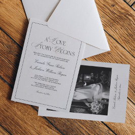 Timeless Old Money Black and White Wedding Kaart