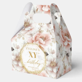 Timeless pastel pink rustic gold watercolor 60th bedankdoosjes