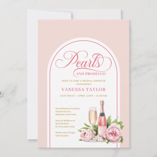 Timeless Pearls and Prosecco Bridal Shower Card Kaart (Voorkant)