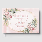 Timeless Pink Floral Greenery Baby Guest Book Gastenboek (Voorkant)