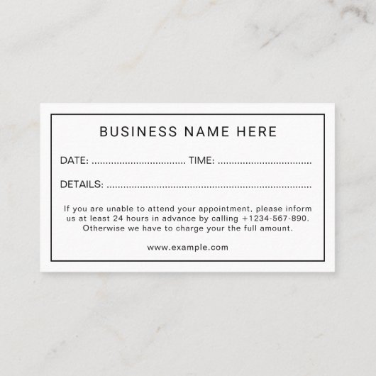 Timeless Professional Elegant Custom Afsprakenkaartje (Achterkant)