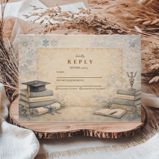 Timeless Psychology Graduation RSVP Kaartje