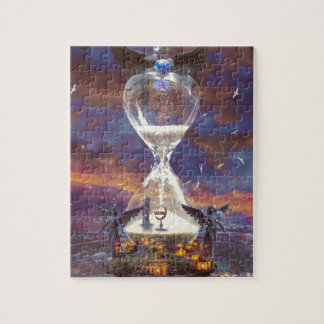 Timeless puzzle hourglass clock legpuzzel
