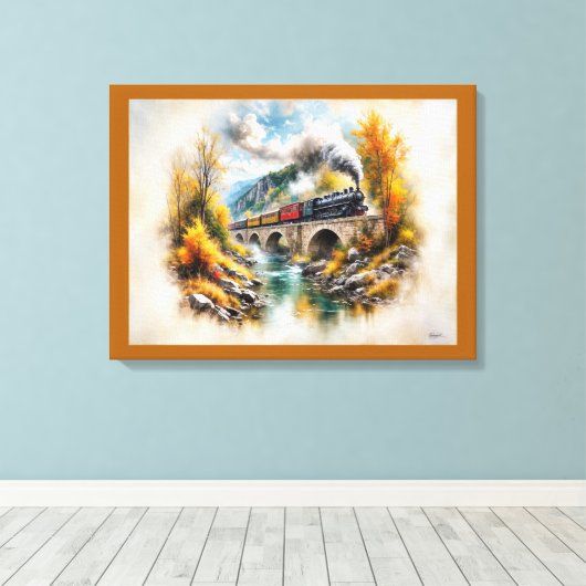 Timeless Railway Escape / Picturesque Fall Scenery Canvas Afdruk (Insitu (Houten vloer))