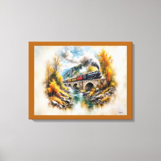 Timeless Railway Escape / Picturesque Fall Scenery Canvas Afdruk (Voorkant)