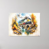 Timeless Railway Escape / Picturesque Fall Scenery Canvas Afdruk (Voorkant)