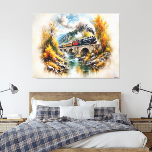 Timeless Railway Escape / Picturesque Fall Scenery Canvas Afdruk (Insitu (Slaapkamer))