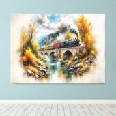 Timeless Railway Escape / Picturesque Fall Scenery Canvas Afdruk (Insitu (Houten vloer))