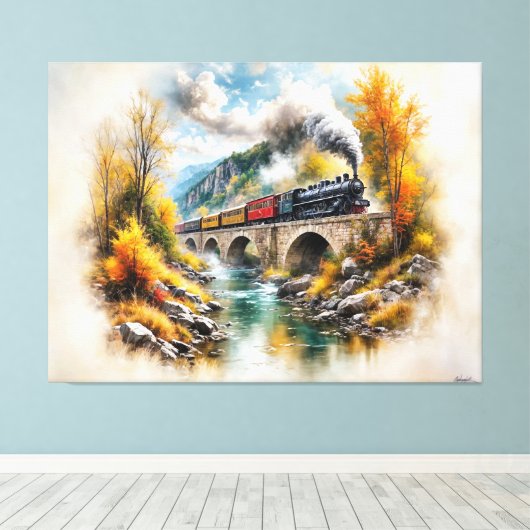 Timeless Railway Escape / Picturesque Fall Scenery Canvas Afdruk (Insitu (Houten vloer))