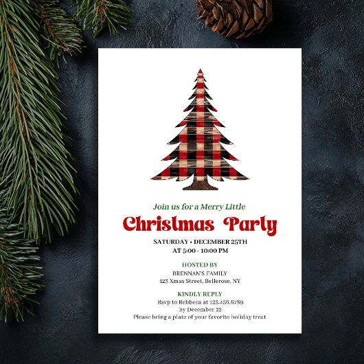 Timeless Red Black Plaid Christmas Celebration Kaart