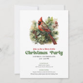 Timeless retro Christmas red cardinal party invite Kaart (Voorkant)