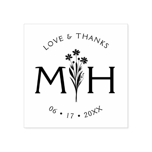 Timeless Romantic Stylish Chic Wedding Wildflowers Rubberstempel (Afrduk)