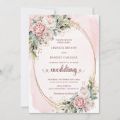 Timeless Rose Gold Blush Greenery Wedding Invites Kaart (Voorkant)
