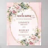 Timeless Rose Gold Flowers Greenery Welcome Sign Poster (Voorkant)