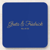 Timeless Royal Blue and Gold Wedding Favor Bier Onderzetter (Voorkant)