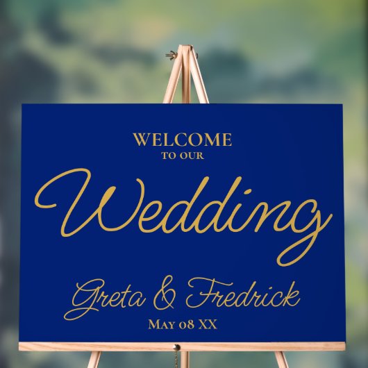 Timeless Royal Blue Gold Welcome to our Wedding Acryl Bord (Neutraal)