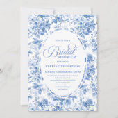 Timeless Royal Blue Toile de Jouy Bridal Shower  Kaart (Voorkant)