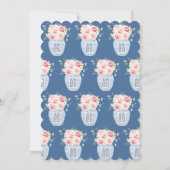 Timeless roze en Chinoiserie Blue Wedding Shower Kaart (Achterkant)