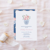 Timeless roze en Chinoiserie Blue Wedding Shower Kaart