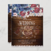 Timeless Rustic Blue Burgundy Floral Lace Wedding (Voorkant / Achterkant)