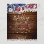 Timeless Rustic Blue Burgundy Floral Lace Wedding (Voorkant)