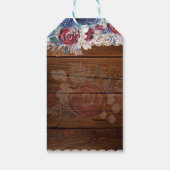 Timeless Rustic Blue Burgundy Floral Lace Wedding Cadeaulabel (Achterkant)