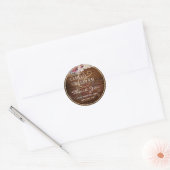Timeless Rustic Blue Burgundy Floral Lace Wedding Ronde Sticker (Envelop)