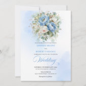 Timeless Rustic Pastel Blue Peony Gold Wedding Kaart (Voorkant)