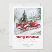 Timeless Rustic Red Truck Christmas Scene Greeting Feestdagenkaart (Voorkant)