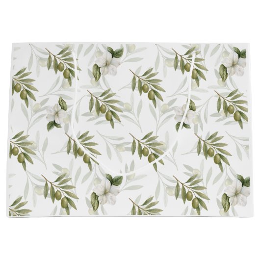 Timeless Sage Olive Wataercolor Chic Groot Cadeauzakje (Voorkant)