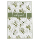 Timeless Sage Olive Wataercolor Chic Name Medium Cadeauzakje (Voorkant)
