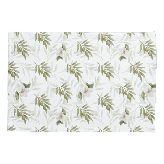 Timeless Sage Olive Watercolor Chic Kussensloop (Achterkant)