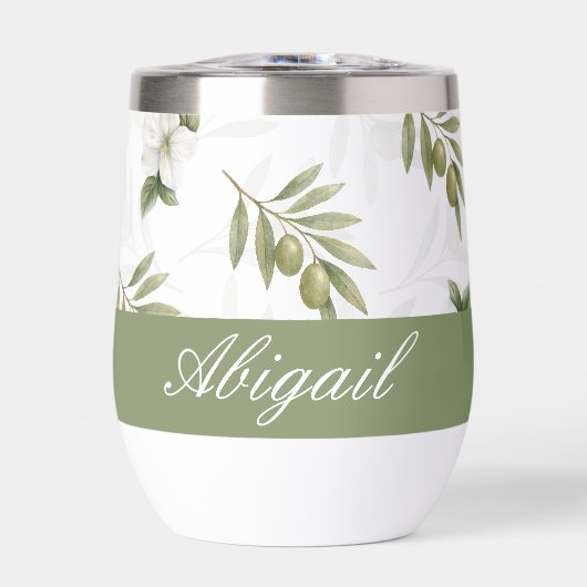 Timeless Sage Olive Watercolor Chic Name (Voorkant)