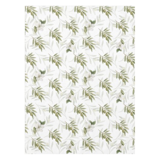 Timeless Sage Olive Watercolor Chic  Tafelkleed (Voorkant)