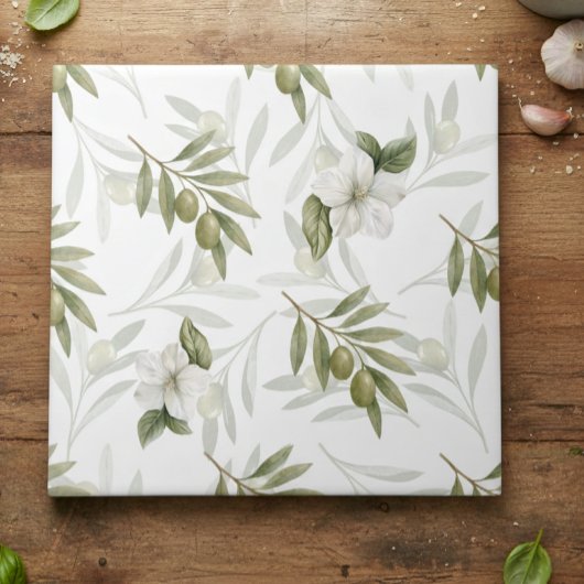Timeless Sage Olive Watercolor Chic  Tegeltje