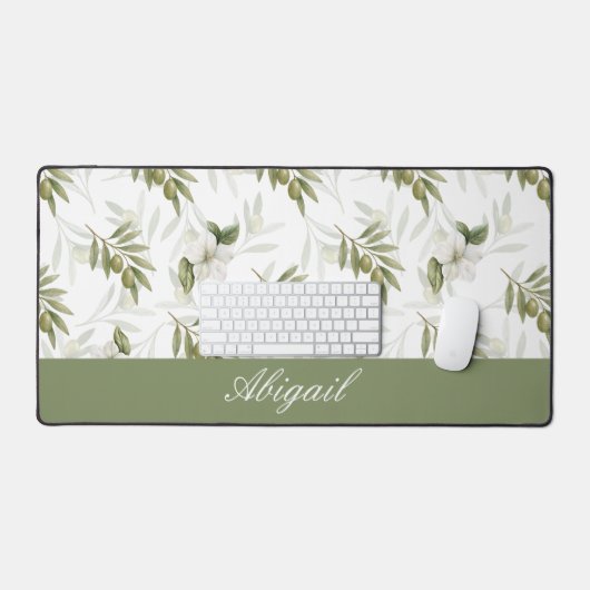 Timeless Sage Olive Watercolor Name  Bureaumat (Keyboard & Muis)
