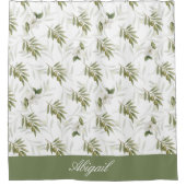 Timeless Sage Olive Watercolor Name  Douchegordijn (Voorkant)