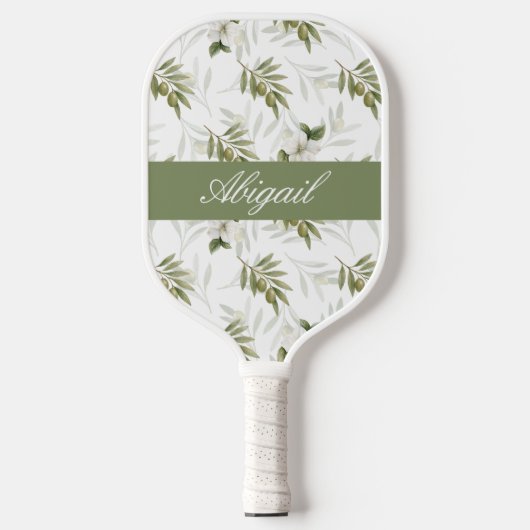Timeless Sage Olive Watercolor Name Pickleball Paddle (Voorkant)